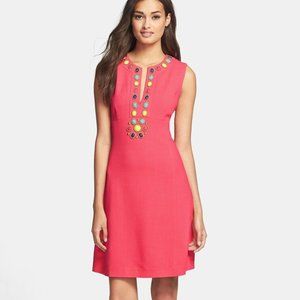 Kate Spade Pink Linen Cabochon Embellished Dress